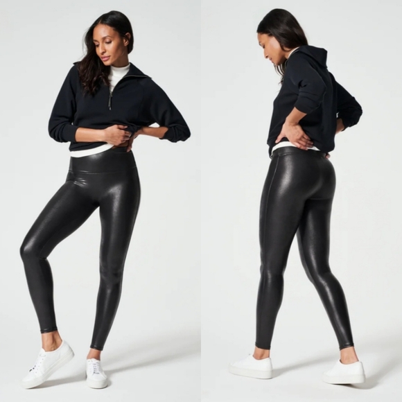 SPANX Pants - SPANX "Faux Leather Leggings" Black Slimming Shapewear | Women's Plus Size 1X